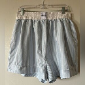 Princess Polly Light Blue and White Striped Shorts